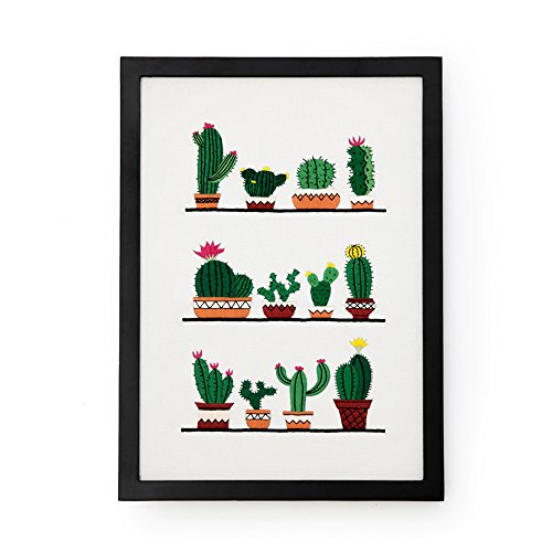 Cross Stitch Kits for Cactus - Eafior DIY Handmade Needlework Embroidery Kits Simple and Modern Cute Desert Plants Cactus Pattern Printed Design Home Decoration Wall Decor(Frameless)