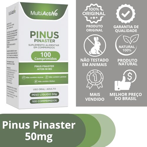 Pinus Pinaster Aiton 50mg 100 Comprimidos Multiactive Extrato Seco Casca Pinheiro Marítimo OPC Antioxidante Circulação Sanguínea Melasma Saúde Vascular Anti-Aging Natural Procianidinas