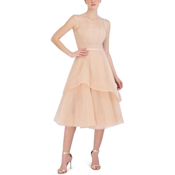 Amazon.com: BCBGMAXAZRIA Womens Fit and Flare Maxi Adjustable Spaghetti  Strap Straight Neck Semi Sheer Boned Corset Bodice Tiered Ruffle Skirt Dress,  Orchid, 6 US : Clothing, Shoes & Jewelry