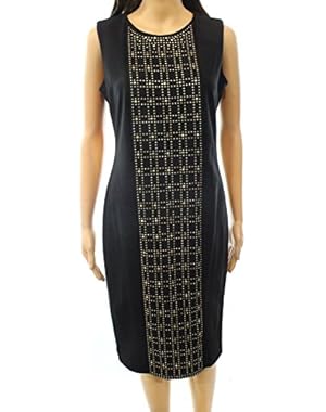 Women's Studded-Front Sleeveless Ponte Sheath Dress