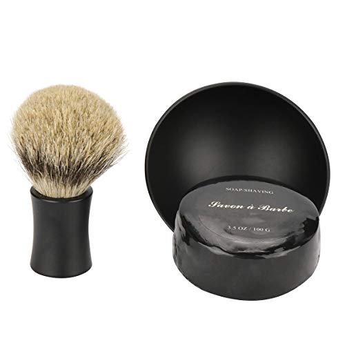 7 Piece Matte Black Shaving & Grooming Sets - Shaving Stand,Butterfly Open Razor,Shaving Brush,Shaving Bowls,Shaving Soap,Unbreakable Mirror and 10 Replacement Blades,Comes with Gift Box - Thumbnail 7