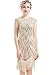 BABEYOND Women's Flapper Dresses 1920s Beaded Fringed Great Gatsby Dress (Beige + Crystal Decorations, S)