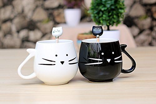 Ceramic Kitty Kitten Cat Couple Matching Mug for Coffee Water Juice Tea Drink Cup (Couple Mugs Without Lid)
