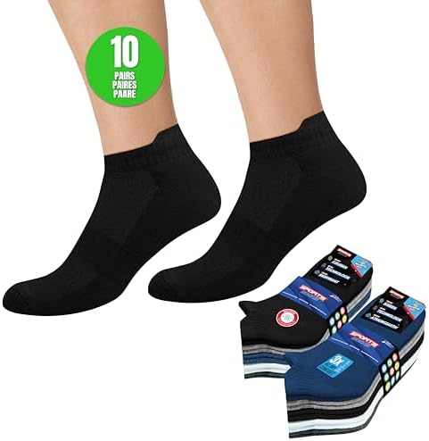 10 Paia Calzini Uomo Corti Spugna Estivi Calze Donna Corte Sportivi Running EU 43-46, Multicolore