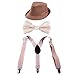 HDE Kids Adjustable Suspenders Boys Pre-Tied Bow Tie and Short Brim Fedora Hat