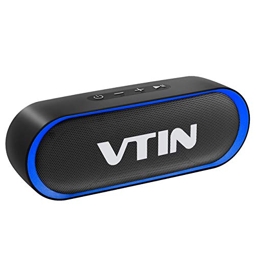Enceinte Portable Bluetooth 5.0, VTIN R4 Haut Parleur Bluetooth 12W, Enciente Waterproof, 24H de Lecture, avec Microphone, Support AUX/TF, pour Téléphone Portable, Tablette, Soirée, Voyage