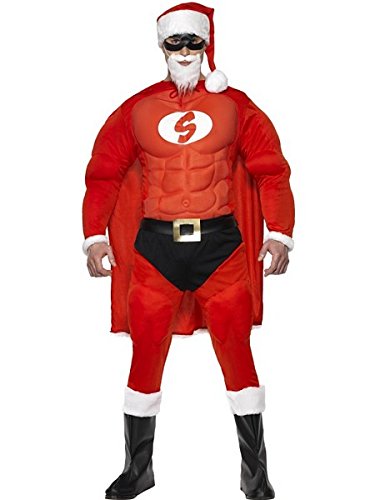 Super Fit Santa Fancy Dress Costume Mens (Christmas , Heroes)