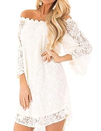 Twinklady Vestido de mujer con hombros descubiertos, estilo vintage, con encaje