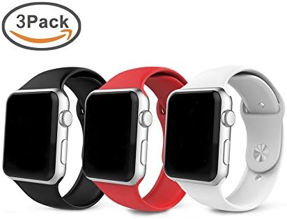Band for Apple Watch 38mm 42mm, Soft Silicone Sport Strap Replacement Bracelet Wristband for Apple Watch Series 3, Series 2, Series 1, Nike, Edition, S/M M/L