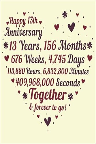 Happy 13 Years Anniversary 13 Years Of Marriage/Happy Anniversary: 13Th Wedding Anniversary  Celebrating, Marriage Anniversary Notebook Journal, Married For 13 Years  Wedding Duo Diary, Sweet Memories Notebook Card Alternative: For Journals,  Emma: 9798465230933: Amazon.com: Books