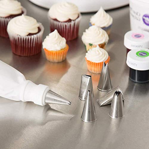 Ateco 8 Piece Cake Pastry Decorating Set - Couplers w/Plastic Coated Bag 6 Pastry Tips Decorating Tubes
