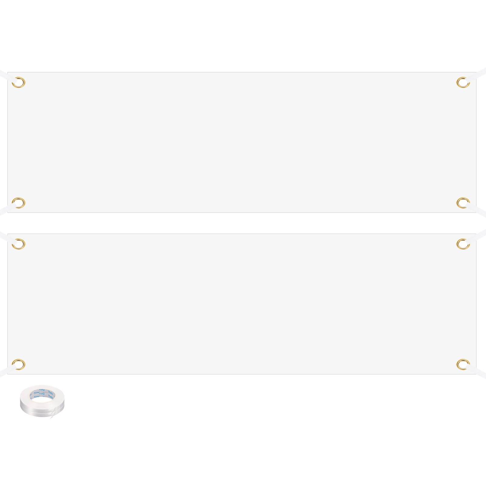 PATIKIL Blank Banners Signs to Decorate 3'x10' Sublimation White Banner with Hanging Rope for Business Outside Outdoor Wall, 2 Set