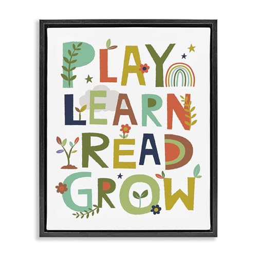 Stupell Industries 'Play Learn Read Grow Typography', Floating Frame Canvas Art…