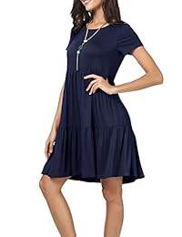 levaca Vestido de verano para dama, manga corta, con volantes, suelto, casual, playera