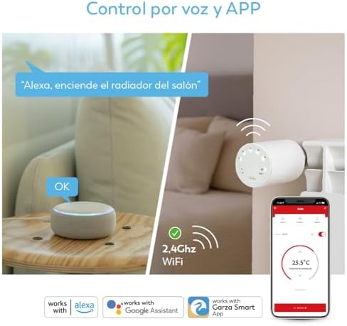 - Set di testine Duo per radiatore + sensore portatile, valvola termostatica, controllo app e voce (Alexa e Google Home), modalità manuale/automatico.Necessario dispositivo Bridge/HUB ZigBee 3.0