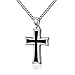 Reve Stainless Steel Black & Silver Cross Pendant Necklace for Men Women, 20-24 Inches Curb Chain (Black: 20'' Curb Chain)