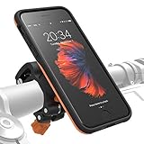 MORPHEUS LABS M4s iPhone 8 Bike Mount, Phone Holder & iPhone 8 Case, Bicycle Cell Phone Holder, Adjustable, fits to Most Bike Handlebars, with Quick Lock, Magnetic for iPhone 8/7 (Not Plus) [Orange]