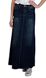 Womens full length denim skirt dark wash maxi long skirt (94)