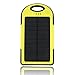 5000mAh Solar Battery Panel Dual USB Port Rain-resistant, Dirtproof and Shockproof Portable Charger Backup External Battery Pack Power Bank for iPhone 5S, 5C, 5, iPhone 4S, 4,iPad Air, Mini (Apple Adapters not Included) Samsung Galaxy S5, S4, S3, S2, Note 3, Note 2, HTC New one, M7, Android Smartphone and Tablets, Window Phones and More Other Devices(Yellow)