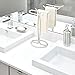 iDesign Axis Metal Hand Towel Holder for Master Bathroom, Vanities, Countertops, Kitchen, Holds 2 Finger Tip Towels, Satin