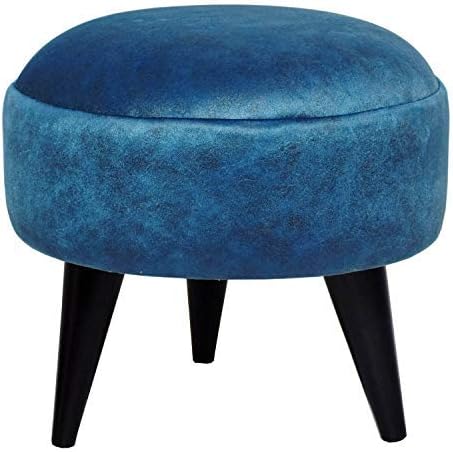 Timbertaste Sheesham Solid Wood PU Leather CONY Navy Blue Finish Ottoman, Footstool, Pouffe l Home Furniture l Decorative l Indoor l Solid wood l Multiutility l Living Room l For Home l For Office l Hand Crafted l Easy To Handle l Lecquer Finish l Classic l Modern l contemporary l Featured l Storage l Wooden Touch l Polished