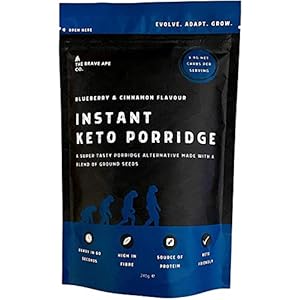 Porridge Keto bosbessen en kaneel, koolhydraatarm met natuurlijke ingrediënten, The Brave Ape