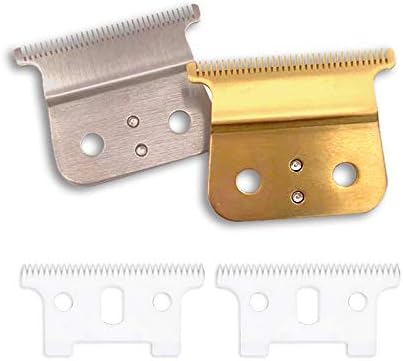 Professional Gold/Sliver T Outliner Replacement Blade, Double Gold wide Timmer Blades for Andis T-Outliner Replacement andis gtx replacement T-Blade (2 X T blade + Gold/Sliver Blade)