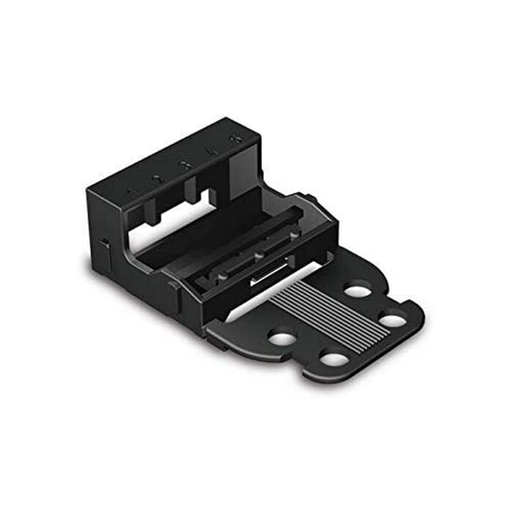 WAGO Mounting carrier; for 5-conductor terminal blocks; 221 Series - 4 mm²; for screw mounting; black, 221-505/000-004 (10 pcs)