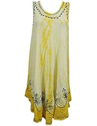 Adele Womens Sundress Tie Dye Flare Hem Swing Boho Summer Cover Up Tank Dress S/M/L