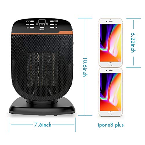 NUMIFUN Space Heater 1500W Oscillating Portable Electric Heater for Office Home Indoor Use Small Heater Energy Efficient with Digital Thermostat Adjustable Temperature and Timer, ETL Certified