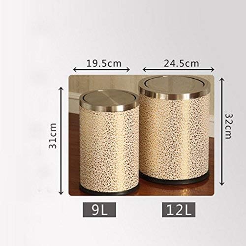 YGLight Waste Bin Dustbin Garbage Bin Hotel Household Office Wastebasket Waste-Paper Basket Standards General Rubbish Bins Practical Stainless Steel (Color : Silver, Size : 9L)