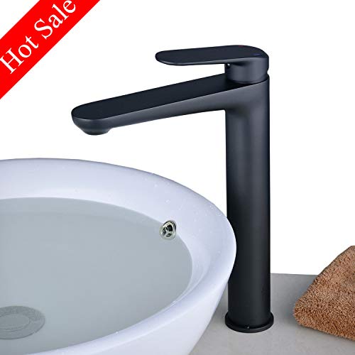 Contemporary Black Single Handle One Hole Bathroom Vessel Sink Faucet Commercial, Lavatory Vanity Vessel Sink Mixer Tap Tall Spout Deck Mount Plumbing Fixtures - Thumbnail 7
