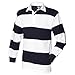 Front Row Sewn Stripe Long Sleeve Sports Rugby Polo Shirt (L) (Duck Egg/Navy)