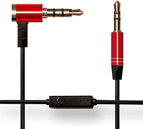 AUX Cable with Mic, Kapas (4.5ft) 3.5mm Male Universal Gold Plated and Angled Design Auxiliary Audio Stereo with Microphone for Vehicle, Tablet, Computer, Phone,, Mp3 and Other Audio Devices