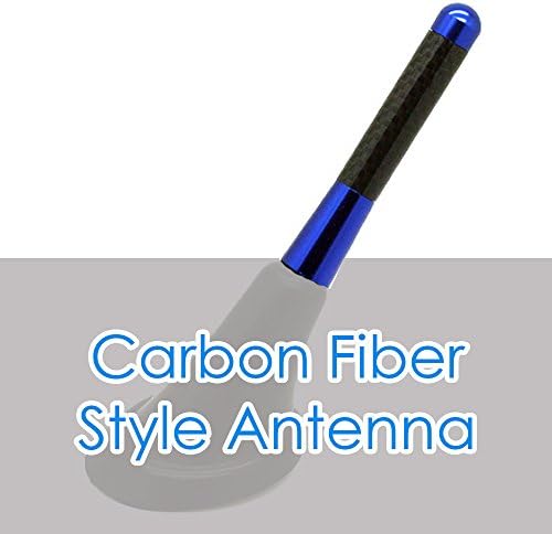 Alpha Racing Universal 3" BLUE Short Aluminum Carbon Fiber Printed Screw-on Car Radio Antenna for Chevy Chevrolet