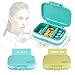 LOSTCAT 2PCS Pill Case, Upgraded Small Pill Box (Wheat Straw Environmental Protection Material, Size:3.17''x2.41''x1.05''), Premium Small Pill Organizer, Vitamin Box, (Sky Blue and Green Tea Color)