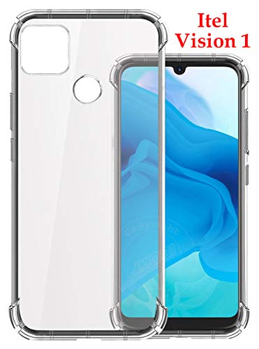 Jkobi Silicon Flexible Shockproof Corner TPU Back Case Cover for Itel Vision 1 -Transparent