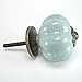 Blue Crackle Ceramic Knob, Kitchen Drawer Pulls, Handles Set/2pc ~ C39RL Hand Glazed Vintage Melon Style Knobs with Antique Brass Hardware for Dresser Drawers, Cabinets & Vanity