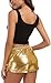 Tandisk Women's Metallic Shorts Sparkly Hot Outfit Shiny Rave Short Pants with Elastic Drawstring Gold L