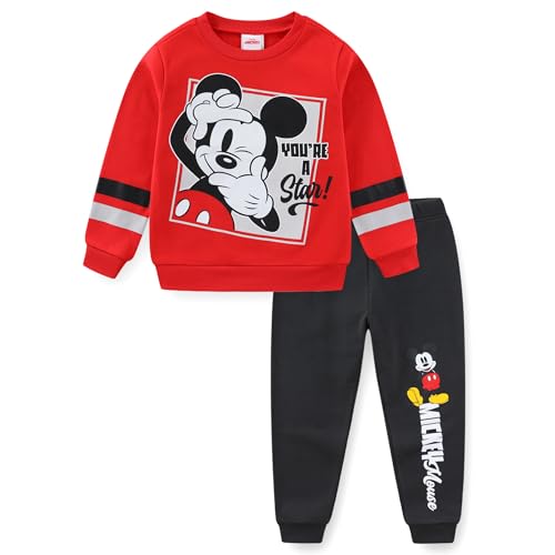 Disney Mickey Mouse Boys 2 Piece Sweatshirt and Pants Set for Toddler and Big Kids