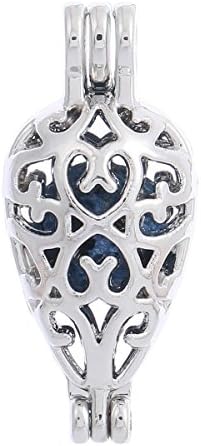 ZEEWELY 10pcs Water Drops Silver plating Bead Cage Locket Pendant - Add Your Own Pearls, Stones, Rock to Cage,Add Perfume and Essential Oils to Create a Scent Fragrance Oil Diffusing Pendant Cha