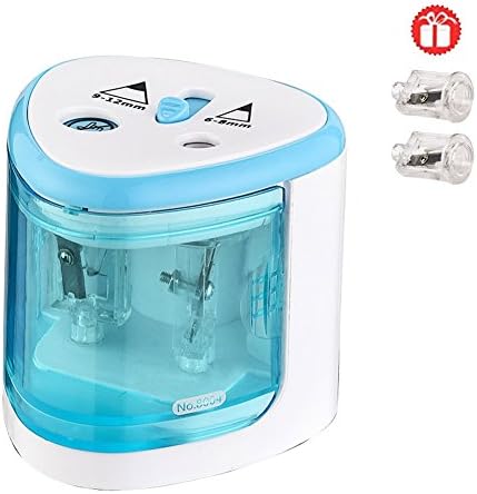 Silkclo Portable Pencil Sharpener,Bonus 2 Replaced Blades,Battery Operated Automatic Electric Sharpener for 6-8mm and 9-12mm Pencils,Great for Kids,Teachers and Office (Blue)