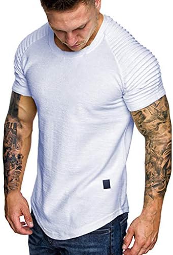 OrchidAmor 2019 Men's Summer Pleats Gradient Pattern Casual Fashion Lapel Short Sleeve Shirt