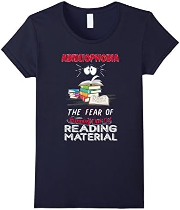 Women's Abibliophobia T Shirts Book Lover Funny Meaning Emojis Gag Large Navy