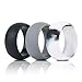 DHCare Silicone Wedding Ring 3 Pack - Men's Set of 3 Flexible Safety Comfort Wedding Band Rings in Black,Black White, Gray Sleek 9mm Durable Comfortable Bands for Active Men