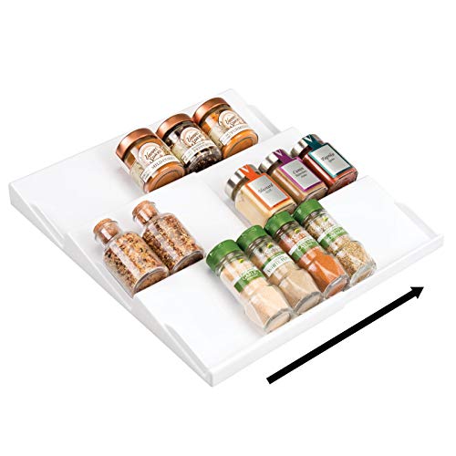 mDesign Adjustable, Expandable Plastic Spice Rack, Drawer Organizer for