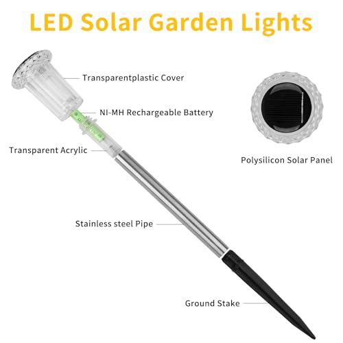 Sylvwin Solar Garden Lights LED Solar Lights Outdoor Garden Lights Pack of 10 Warm White Solar Garden Lights IP44 Waterproof Garden Lawn Garden Lights