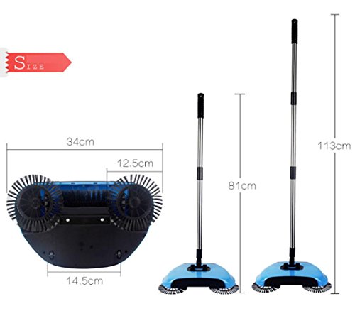 Leegor Big Appetite 360 Rotary Home Use Manual Hand-Push Type Robotcleaner Floor Dust Sweeper Mute Durable Cleaner With Adjustable Handle (Gold)