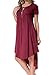 levaca Womens Plus Size Summer Modest Short Sleeve Casual Midi Dress Wine XXL