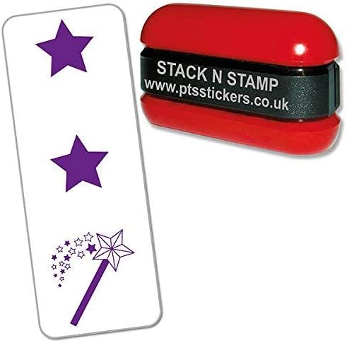 2 Stars And A Wish Pre-Inked Purple School Marking Stamper - Primary Teaching Services, 44mm x 13mm